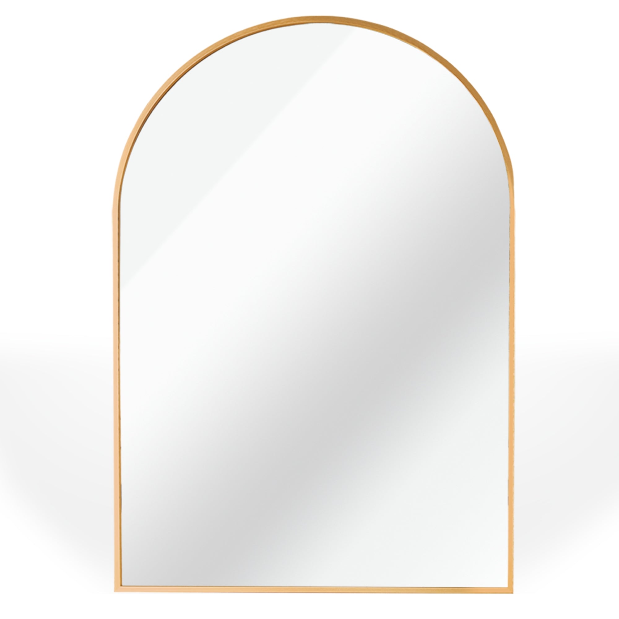 VanityFus 32-in W 24-in H Arch Brush Gold Framed Beveled Bathroom Vanity Mirror Wall Mirror